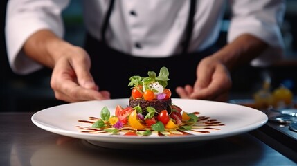 Obraz na płótnie Canvas chef preparing dinner