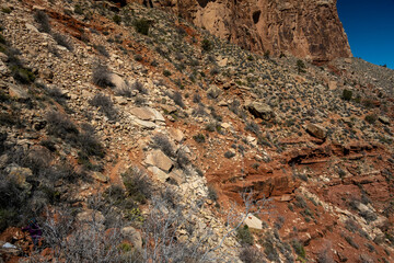 Rock Fall Covers The Boucher Trail In Grand Canyon