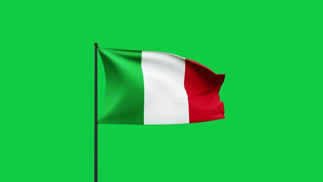 Italy flag waving on green screen background