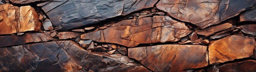 Multicolored Rock Wall with Varied Palette of Brown Shades