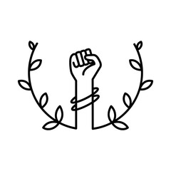 Gender Equality icon. Clenched fists to fight for rights