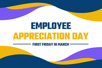 Employee appreciation day wallpaper with border traditional style. First Friday in march employee appreciation day backdrop - obrazy, fototapety, plakaty
