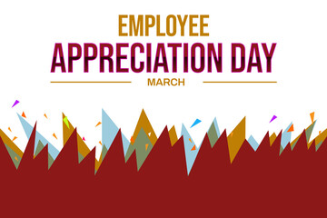 Employee appreciation day wallpaper with color shapes design. First Friday in march employee appreciation day backdrop - obrazy, fototapety, plakaty