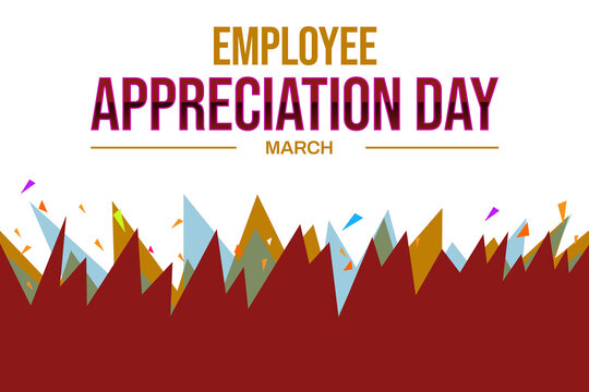Employee appreciation day wallpaper with color shapes design. First Friday in march employee appreciation day backdrop