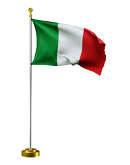 italy flag wave on transparent or PNG background. digital illustration for national activity or social media content.