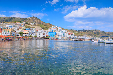 Fototapeta na wymiar View of Sant’Angelo d'Ischia, a charming fishing village and popular tourist destination on island of Ischia in southern Italy.