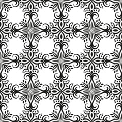 Damask seamless pattern. Royal endless background for wallpaper, fabric, wrapping. Black ornaments on a transparent background