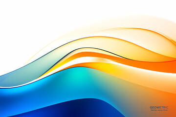 Orange Blue Wave Background, Abstract geometric background with liquid shapes. Vector illustration.