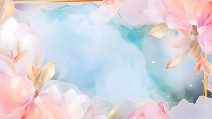 Fototapeta na wymiar Abstract Aquamarine color Florals background. VIP Invitation and celebration card.