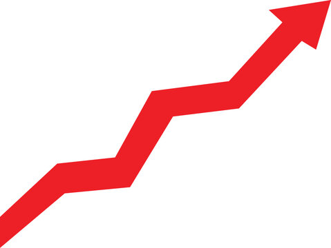 upward trend arrow vector. trending up arrow icon set in white background . Uptrend arrow icon set.