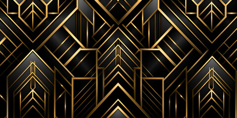abstract geometric pattern ,A gold and black art deco style background with the words great gatsby on it generative ai
