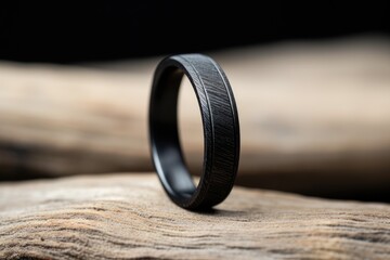 a simple minimalistic black metal ring designed for men - obrazy, fototapety, plakaty
