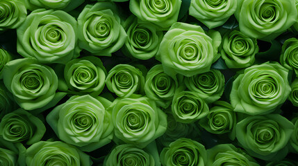 Green roses background. Beautiful flowers for valentine's day. Colorful background.
