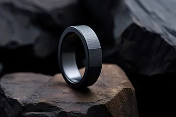 Tuinposter a simple minimalistic black metal ring designed for men © Salander Studio