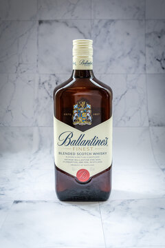 Ballantines Scotch Whisky bottle on a background