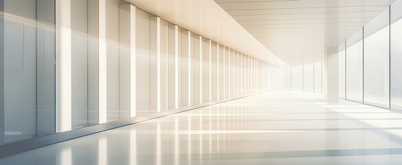 Minimalist architecture office hallway wallpaper. generative AI 