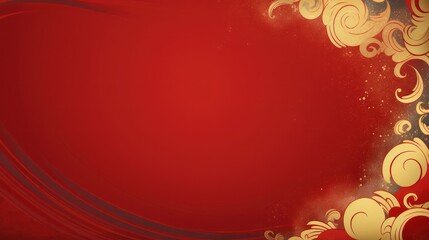 oriental red and gold paper with stormy seascape design ,dreamlike illustration
