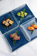 Japanese cuisine. Delicious sushi sets