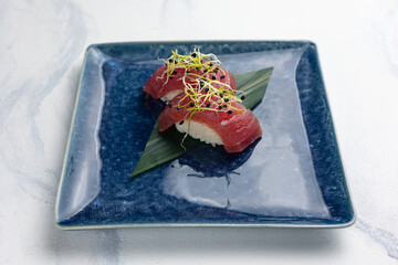 Japanese cuisine. Delicious sushi with tuna © Борис Яценко