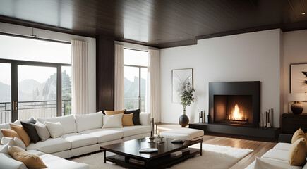 Fototapeta premium living room with fireplace