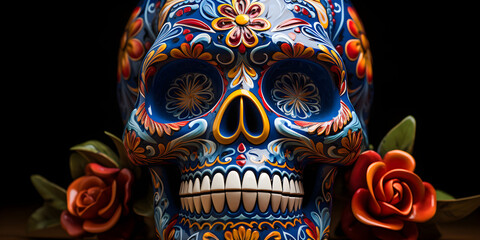 Fototapeta premium traditional skull for dia de muertos, the day of the dead,