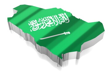 Saudi Arabia - country borders and flag - 3D illustration