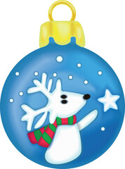 Christmas ball on the tree with a deer and a star