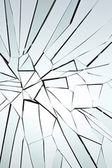 bright shattered glass texture - white background - abstract pattern - obrazy, fototapety, plakaty