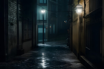 narrow alley in the night