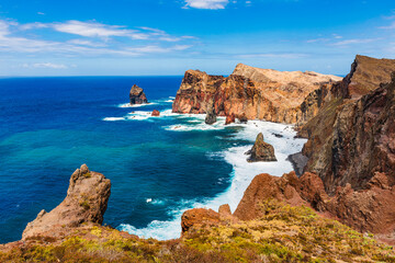 Fototapeta na wymiar Dramatic Coastal Beauty: Atlantic Ocean Cliffs and Rock Formation
