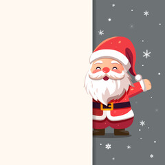 Christmas frame, poster with Santa Claus. New year Merry Christmas design. Winter card with Santa.