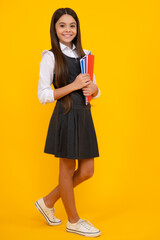 School child with book. Learning and education.