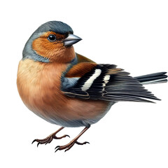 A Eurasian chaffinch standing on a flat surface isolated on a transparent background - obrazy, fototapety, plakaty