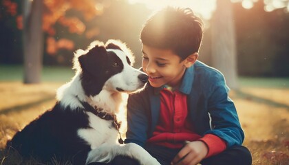 Boy and his dog are best friends 