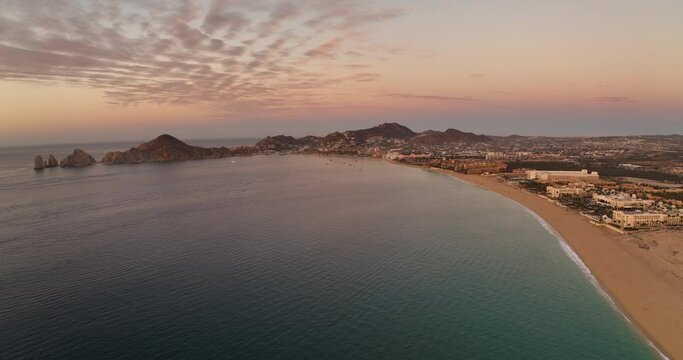 Flying into a Spectrum Cabo San Lucas Mexico BCS Colorful Sunset from Above