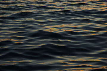 Reflections of sunlight on the crests of water waves