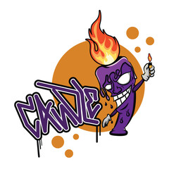 candle illustration vector with angry face design art
