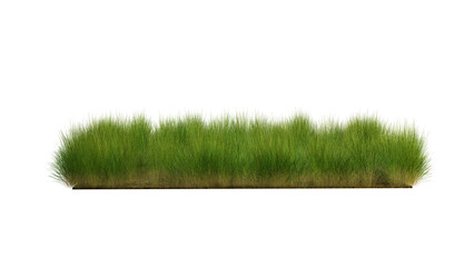 4K  surface patch covered with green grass isolated podium on a white background. Realistic natural element for design.