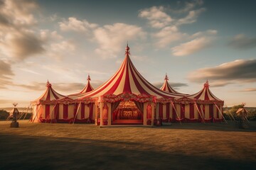 huge and colorful circus tent - obrazy, fototapety, plakaty