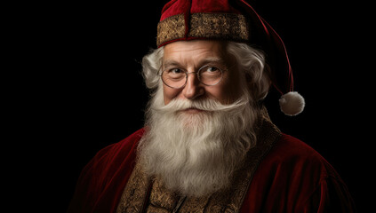 Man santa claus costume santa red christmas beard portrait