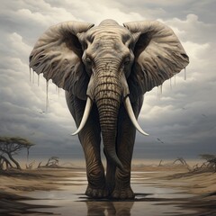 A big elephant is walking with its big body beautiful image Ai generated art