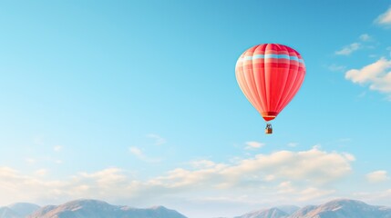 Obraz premium illustration cartoon hot air balloon flying into the blue sky