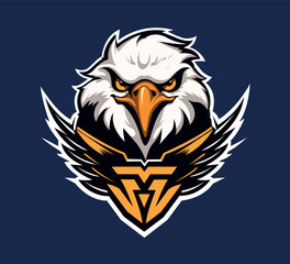 eagle with shield logo vector illustration manually created