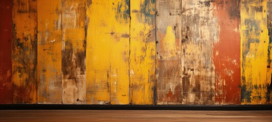 Aged and Weathered Wooden Wall with Vibrant Colors