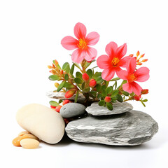 Fototapeta premium spa stones and flower isolated