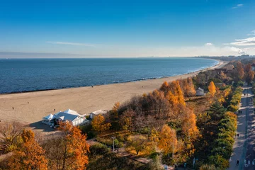 Crédence de cuisine en verre imprimé La Baltique, Sopot, Pologne Aerial view of the Sopot city by the Baltic Sea at autumn, Poland