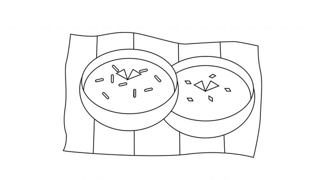 Animation of a sketch of the typical Indonesian food serabi icon