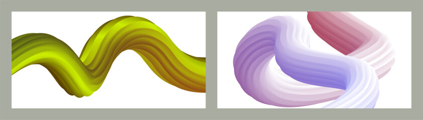 Abstract volumetric background. Cords. set of two illustrations. Toothpaste in a tube. Minimalism. Creative modern background. Cover design, wallpaper, background. eps vector.