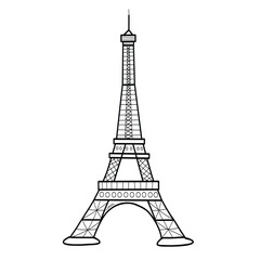 Fototapeta na wymiar Eiffel Tower. Vector illustration, line art isolated.