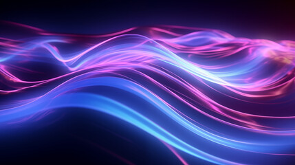 3D Rendered Neon Glow Abstract Backgrounds: Magenta Tones, Dynamic Ribbons, Virtual Clouds & Glowing Geometric Shapes in Dark Settings for Futuristic, Energy-Themed Wallpapers - generativ ai